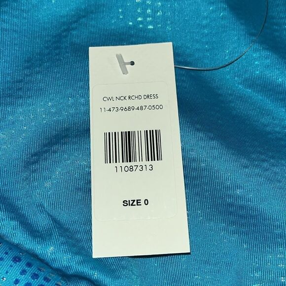 FTF Crowl Neck Ruched Iridescent Asymmetrical Dress - Picture 15 of 15